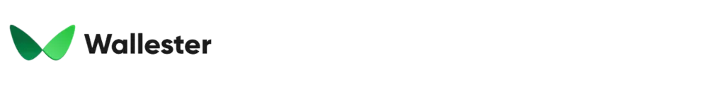 Wallester logo. Black copy, green icon.