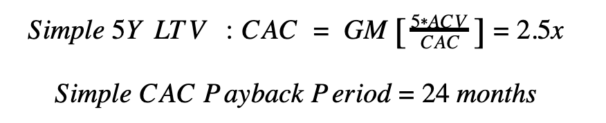 Simple CAC payback period calculation