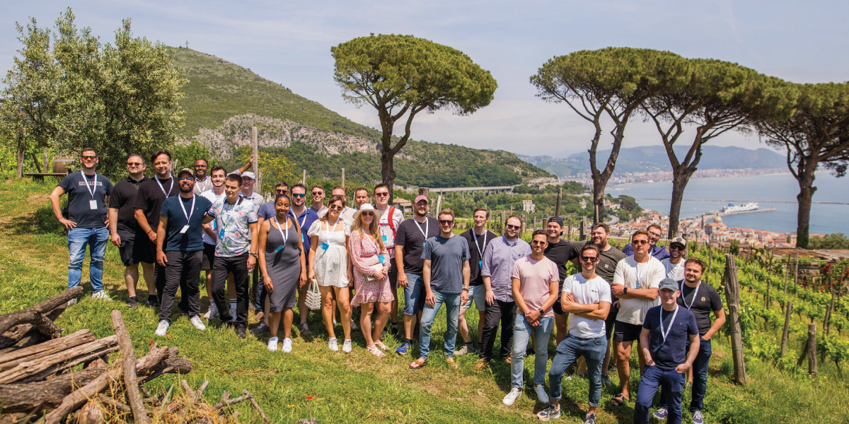 SaaStock Founder Members Group Photo at the SaaStock Founder Membership Retreat in Amalfi 2022