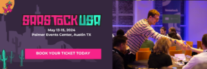 SaaStock USA banner, linking to USA tickets page. 