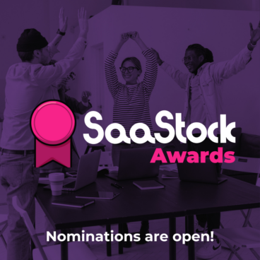 SaaStock Awards logo with rosette award icon. Copy reads "nominations are open"