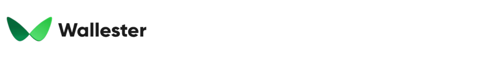 Wallester logo. Black copy, green icon.