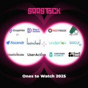 Startups to watch. Logos with binocular view.