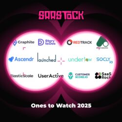 Startups to watch. Logos with binocular view.