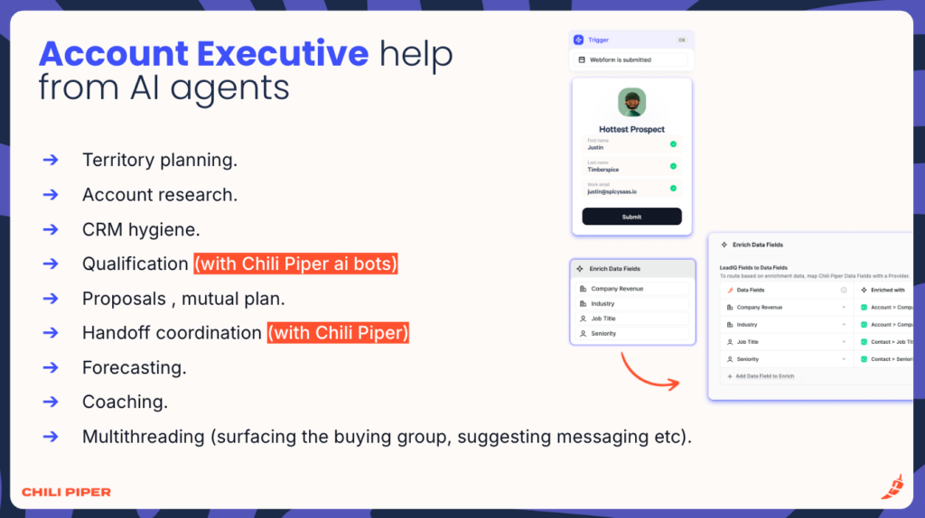 SaaStock USA Chili Piper slide- how AI Agents can help AEs